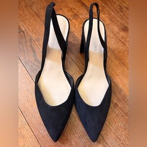 Marc Fisher Black Suede Slingback Pumps with Block Heel